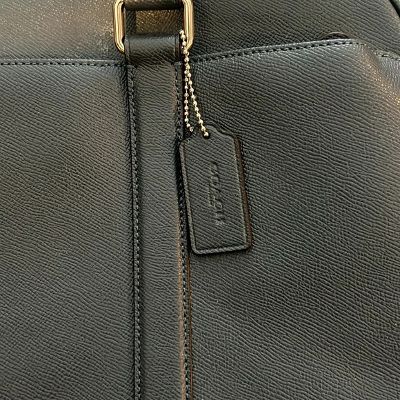 Coach briefcase EUC dark blue with silver hardware with long shoulder strap - Picture 3 of 10
